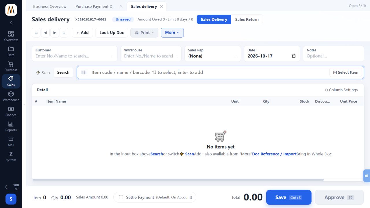 Enhanced Edition Sales delivery in English: a blank, unsaved document.